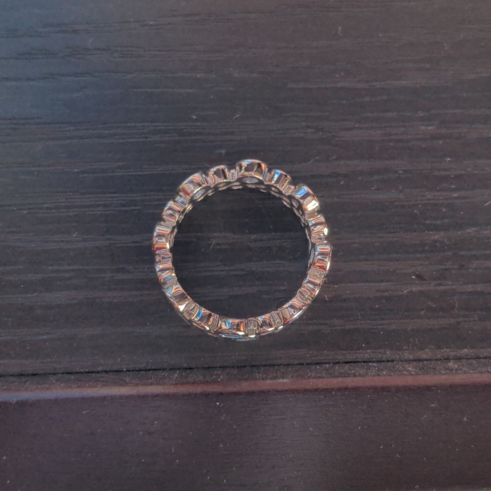 925 Sterling Silver Blue/Purple Gems Double Ring - Picture 3 of 6